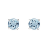 March Birthstone 14K White Gold Aquamarine Stud Earrings