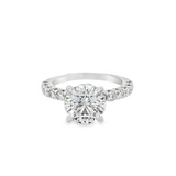 14K White Gold Hidden Halo Round Lab Grown Diamonds Engagement Ring