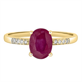 July Birthstone Rings: 14K Yellow Gold Diamond And Ruby Ring