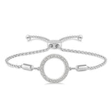Sterling Silver Natural Diamonds Circle Bolo Bracelet