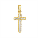 14K Yellow And White Reversible Radiating Gold Cross Pendant