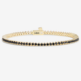18k Yellow Gold Overlay 'Not Your Basic' Black Cubic Zirconia Tennis Bracelet