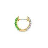 14K Yellow Gold Emeralds Huggie Earrings
