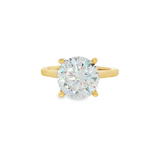 14K Yellow Gold Hidden Halo Cathedral Round Diamond Engagement Ring