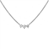 18K White Gold Natural Diamond Three-Stone Bar Necklace