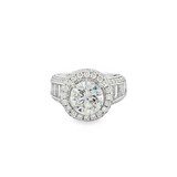 18K White Gold Halo Round Natural Diamonds Natural Diamonds Engagement Ring