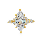 14K Yellow Gold 'Daylin' Floral Marquise Natural Diamonds Engagement Ring