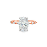 14K Two-Tone 'Adeena' Hidden Halo Oval Natural Diamonds Engagement Ring
