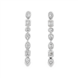 14K White Gold Dangle Natural Diamonds Earrings