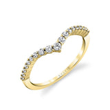 14K Yellow Gold Curved Natural Diamonds Band