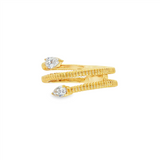 14K Yellow Gold Bypass Natural Diamonds Ring
