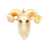 JT ESTATE 14K Yellow Gold Mother Of Pearl Ram Pendant