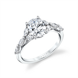 14K White Gold 'Berkley' Floral Oval Natural Diamonds Engagement Ring