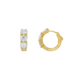 14K Yellow Gold 17Mm Round Small Natural Diamond Hoops