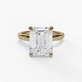14K Yellow Gold Hidden Halo Emerald Cut Diamond Engagement Ring