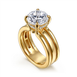 14K Yellow Gold 'Giova' Wide Band Round Natural Diamonds Engagement Ring
