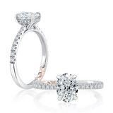 14K Two-Tone Hidden Halo Oval Natural Diamonds Engagement Ring