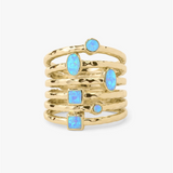 18K Yellow Gold Overlay 'Monroe' Simulated Opal Stacked Ring
