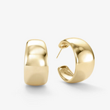 18K Yellow Gold Overlay 'She's So Smooth' Round Thick Hoops