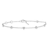 10K White Gold Diamond Heart Shape Station Bracelet