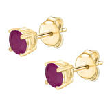 14K Yellow Gold Rubies Stud Earrings