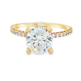 14K Yellow Gold Classic Round Natural Diamonds Engagement Ring