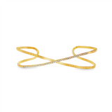 JT ESTATE 14K Yellow Gold Diamond Hammered X-Cuff Bracelet