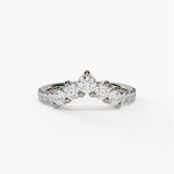 14K White Gold Curved Natural Diamonds Band