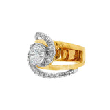 14K White And Yellow Gold Contemporary Round Diamond Engagement Ring