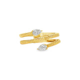 14K Yellow Gold Bypass Natural Diamonds Ring