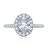 14K White Gold Halo Oval Diamond Engagement Ring