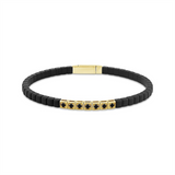 Titanium And 14K Yellow Gold Natural Black Diamonds Flex Bracelet
