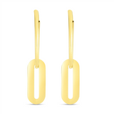 14K Yellow Gold Paperclip Hoop Dangle Earrings