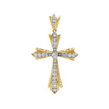 JT ESTATE 14K Yellow And White Gold Natural Diamonds Cross Pendant