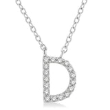 10K White Gold D Initial Diamond Necklace