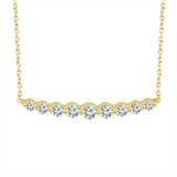14K Yellow Gold Natural Diamonds Curved Bar Necklace