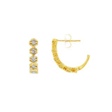 JT ESTATE 14K Yellow Gold 15Mm Natural Diamond J-Hoop Earrings