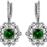 14K White Gold Russalite And Diamond Dangle Earrings