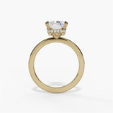 14K Yellow Gold Hidden Halo Radiant Natural Diamonds Engagement Ring