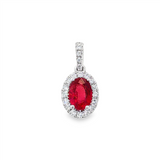 14K White Gold Ruby Halo Pendant