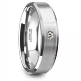 Tungsten Carbide 'Porter’ 8mm Brushed Diamond Wedding Band