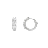 14K White Gold 17Mm Round Small Natural Diamond Hoops