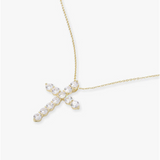 18K Yellow Gold Overlay 'Oh She Fancy' Cubic Zirconia Cross Pendant