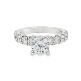 14K White Gold Classic Round Natural Diamonds Engagement Ring