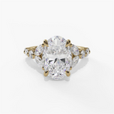 14K Yellow Gold Organic Oval Natural Diamonds Engagement Ring
