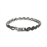 JT ESTATE Sterling Silver Chevron-Pattern Link Marcasite Bracelet