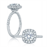 14K White Gold Halo Round Diamond Engagement Ring