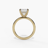 14K Yellow Gold Hidden Halo Emerald Cut Diamond Engagement Ring