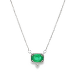 14K White Gold Emerald Contemporary Necklace