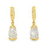 14K Yellow Gold Dangle Lab Grown Diamonds Hoop Earrings